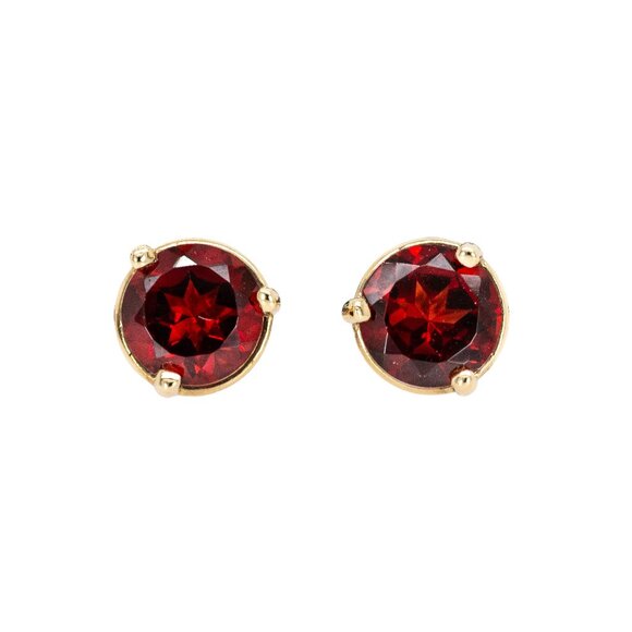 Red Garnet Studs Solid 14K Gold | 6mm Solitaire Studs | 4-8mm sizes available - Picture 1 of 10